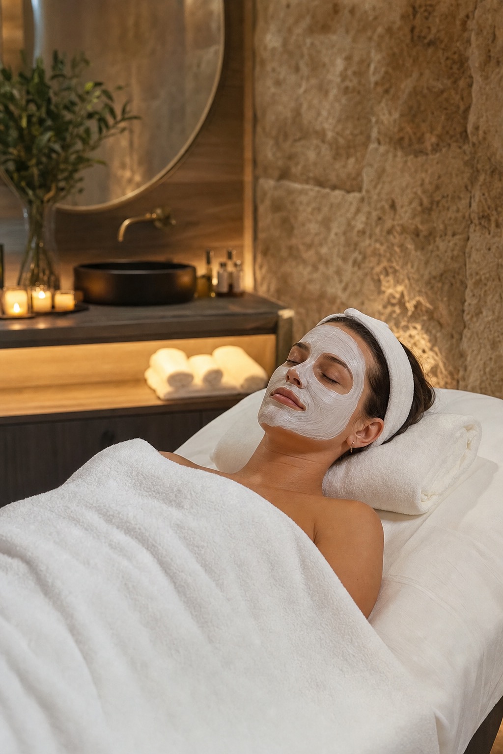 Facial treatment room with serene atmosphere